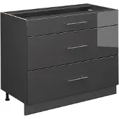 Vicco Keukenonderkast Fame-Line, Antraciet Hoogglans/Antraciet, 100 cm zonder werkblad