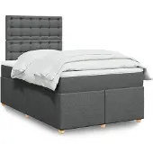 vidaXL Boxspring met matras stof donkergrijs 120x200 cm
