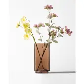 HEMA Vaas ⌀12x22cm Kub Glas Bruin (bruin)