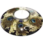 Gilde Waxine licht houder ufo xl- pauwenveer waxinelichthouder 18 cm doorsnede