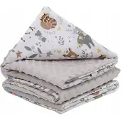 Babymam Dubbelzijdig Babydekkentje Minky Katoen 75x100cm - Hertjes
