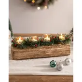 Unyqoos Houten Kerzenhouder met Kerstkrans voor Sfeervolle Tafeldecoratie