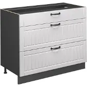 Vicco Keukenonderkast Fame-Line, Wit Landhuis/Antraciet, 100 cm zonder werkblad