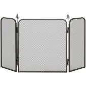 HOMCOM -Kaminschutzgitter-Metall-96L x 1,3B x 56H cm-Schwarz