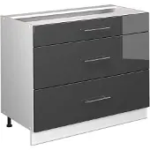 Vicco Keukenonderkast Fame-Line, Antraciet Hoogglans/Wit, 100 cm zonder werkblad