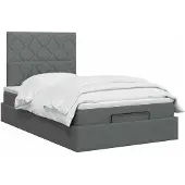 vidaXL Ottoman bed met matras Donkergrijs 120 x 190 cm Stof