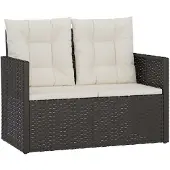 vidaXL 4-delige loungeset voor de tuin met kussens, van zwart polyrotan