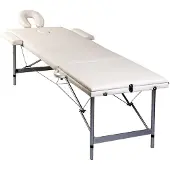 vidaXL Massagetafel met aluminium frame, opvouwbaar, 3 zones, crèmekleurig-wit