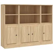vidaXL Hoge kasten 3 st bewerkt hout sonoma eikenkleurig