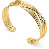 Cilla Jewels Goudkleurige Open Damesarmband met Gekruiste Golfbanden