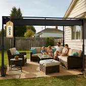 Sonstiges Pergola met schuifdak, 3 x 4 meter, zwart, stalen frame, vrijstaand