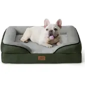 Bedsure Orthopedisch hondenbed, ergonomische hondenbank, 71x58 cm, groen (dennenhout)