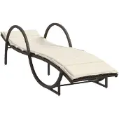 vidaXL Ligstoelen 2 st met kussens poly rattan bruin
