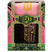 Paladone Wicked Glinda Glass Mug & Socks Set – Officieel Gelicentieerde Giftset met Roze Mok & Gouden Sokken-