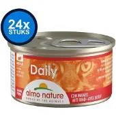 Almo Nature 24x Daily - Kattenvoer Natvoer Blik - Blokjes - Rund - 85g