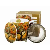 Duo Mok met Zeef MODERN - TREE , 450ml, New Bone China