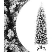 vidaXL Kunstkerstboom met sneeuw smal 120 cm PVC groen