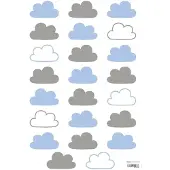 Lilipinso muursticker A3 wolken lichtblauw grijs