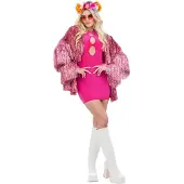 Smiffys Festival jasje tinsel | Pink carnavalsjas (pink, L/XL)