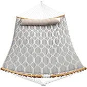 Songmics Gewatteerde hangmat met hoofdsteun, Grijze En Beige Diamanten