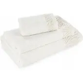 Eurofirany Luxe Katoenen Handdoek Margo 30x50 cm Wit met Glanzende Borduursel