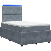 vidaXL LED Boxspringbed met Matras Donkergrijs 120 x 200 cm Fluweel