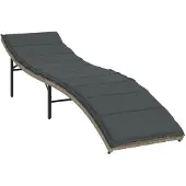 vidaXL Ligbedden 2 st met tafel poly rattan lichtgrijs