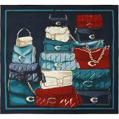 Coach Doek 'Stacked Tabby' navy / petrol / rood / wit