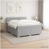vidaXL Boxspringbed met matras, lichtgrijs, 140 x 190 cm, gestoffeerd