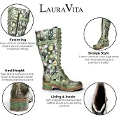 LAURA VITA Victoriaanse Floral Green Leren Hoge Veterlaarzen - Cocrailo-82