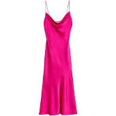 Ted Baker Tunca Satijnen Avondjurk Met Colkraag In Roze, Midi-lengte