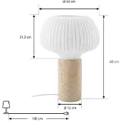 LUCANDE Tafellampe , Eloise, Wit, Woonkamer, Stof, Scandinavisch