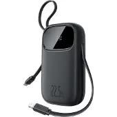 Baseus Powerbank Enerfill FC31, 10000 mAh, 22,5W, met digitaal display en 2 ingebouwde kabels (USB-C + Lightning) - Zwart