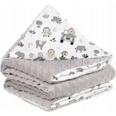 Babymam Dubbelzijdig Babydekentje Minky Katoen 75x100cm Safari Grijs