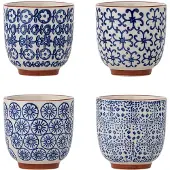 Bloomingville Blue Stoneware Karine set van 4 kopjes, 150 ml