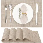 Famanu – Set van 4 geweven vinyl placemats, wasbaar en hittebestendig