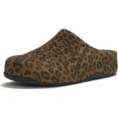 FitFlop Women Shuv Suede Leopard Mules Tan/Black-Schoenmaat 42