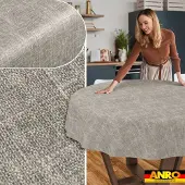 ANRO Tafelkleed Effen linnenlook Grijs Rond Ø100cm Rechte rand Afwasbaar Waterafstotend