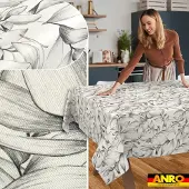 ANRO Tafelkleed Effen structuur Beige 240x140cm Rechte rand Afwasbaar Waterafstotend Binnen & Buiten