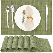 Famanu – Set van 6 geweven vinyl placemats, wasbaar en hittebestendig