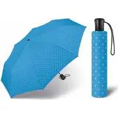 Happy Rain Automatische Paraplu Blauw met Stippen & Hoesje