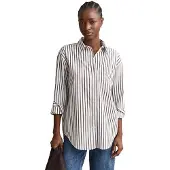 Gant Dames Relaxed Fit klassiek gestreept popeline overhemd wit (44), Casual, Katoen, Lange mouwen 4300239