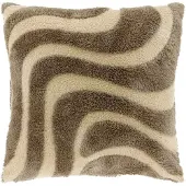 Unique living Sierkussen Maud Teddy - Zacht Golvend Patroon Taupe/Beige