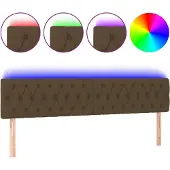 vidaXL Hoofdbord LED 200x7x78/88 cm stof donkerbruin