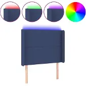 vidaXL Hoofdbord LED 103x16x118/128 cm stof blauw