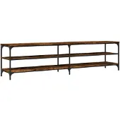 vidaXL Tv-meubel 200x30x50 cm bewerkt hout metaal gerookt eikenkleurig