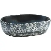 vidaXL Opzetwasbak ovaal 47x33x13 cm keramiek zwart en blauw
