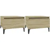 vidaXL Bijzettafels 2 st 50x46x35 cm bewerkt hout sonoma eikenkleurig
