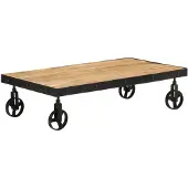 vidaXL Salontafel met wieltjes 100x55x26 cm massief gerecycled hout