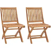 vidaXL Opklapbare stoelen, 2 stuks, massief teakhout